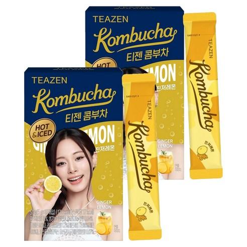 TEAZEN Ginger Lemon Kombucha Hot and Iced 5g x 10 Sticks x 2 Boxes