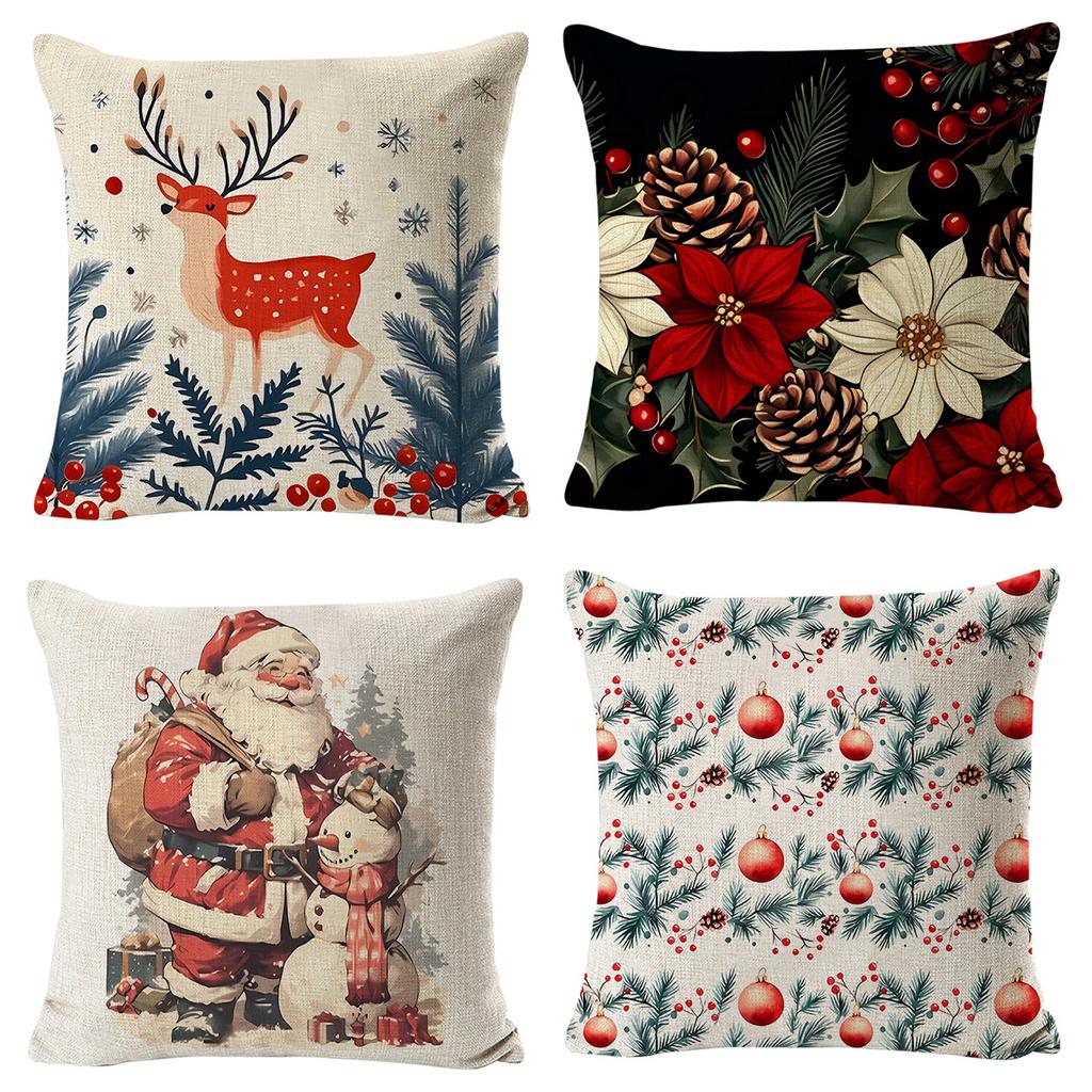 New Christmas Pillowcase Christmas Snowman Living Room Decoration Linen Sofa Cushion Cover Car Waist Pillowcase Cover