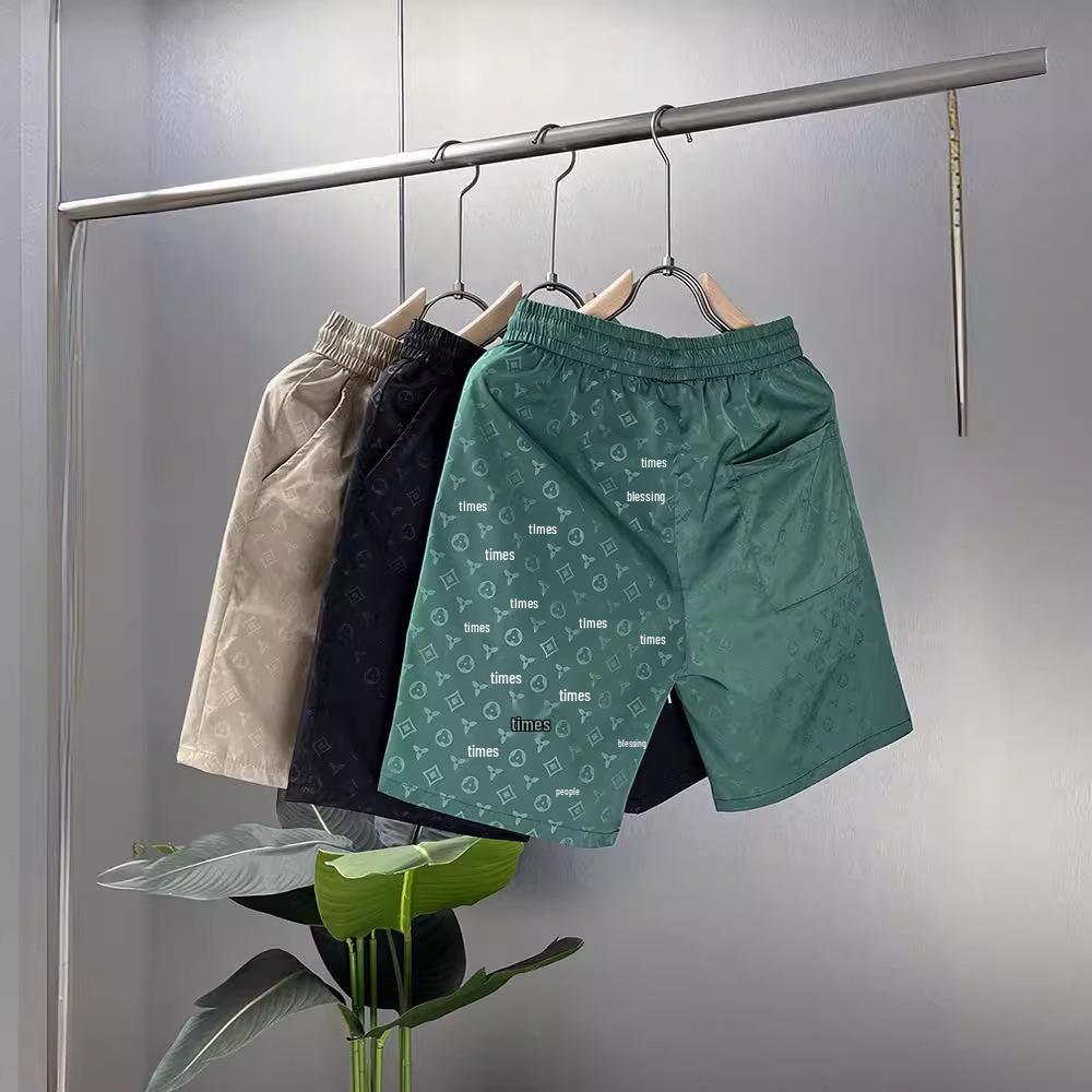 Мужские летние быстросохнущие пляжные шорты из ледяного шелка с принтом - Дышащие, Повседневные, Модные