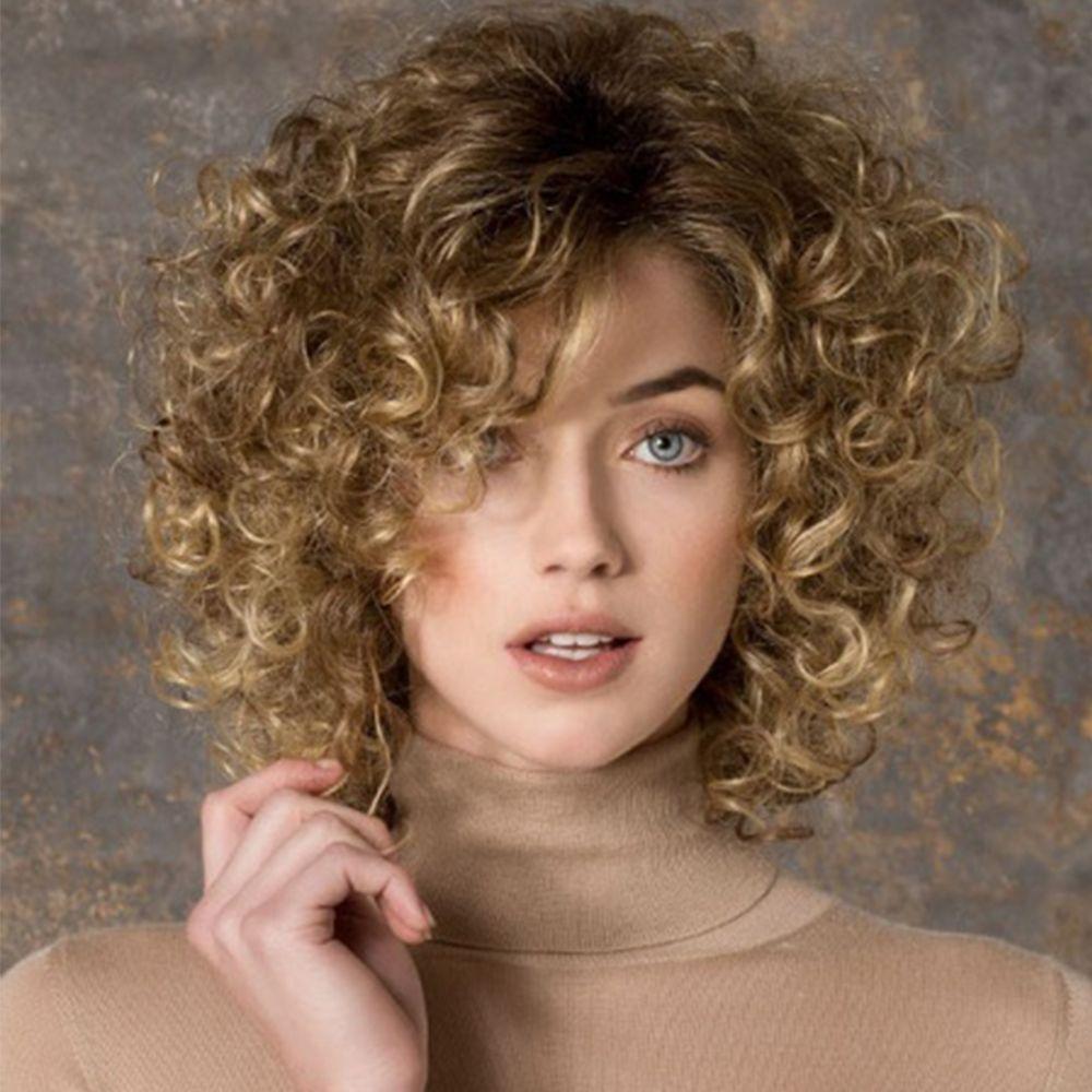 Curly Human Wavy Brazilian Synthetic Fiber Short Wave Wigs Synthetic Wigs Curly Wigs Full Wigs