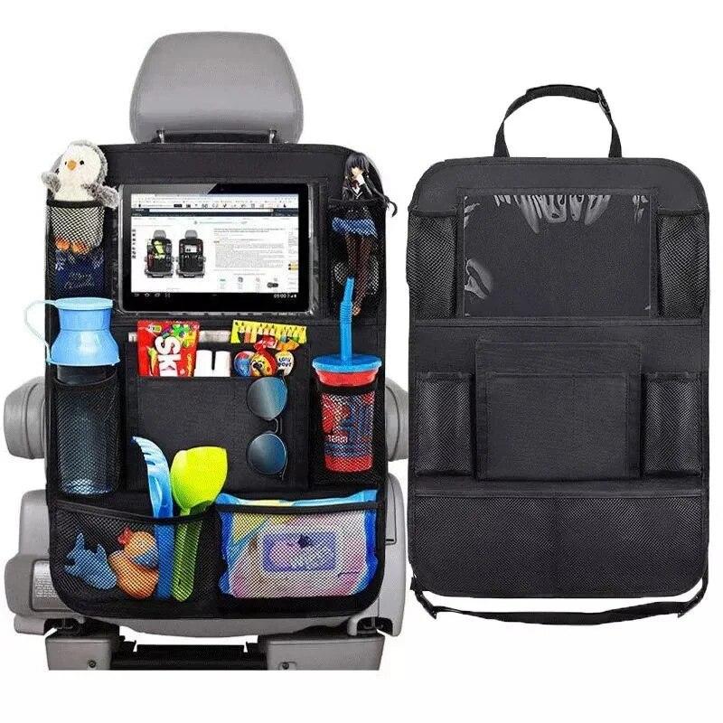 Car Back Seat Organizer Touch Screen Tablet Holder Automatic Storage Pocket Protector Travel Seat Back Organizer Kick Mats Seat Interior Accessories