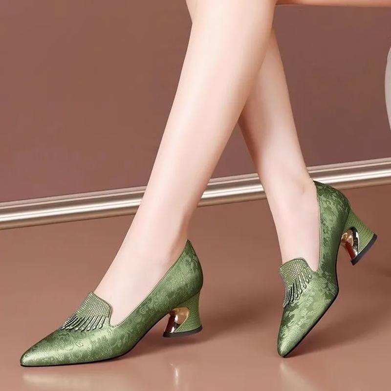 Fashion Female Fashion Sweet Black Real Leather Spring & Autumn High Heel Shoes Women Beige Office & Party Pumps Sapatos Femininas E458