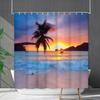 Shower Curtain Waterproof And Mildew-Proof Coconut Tree Beach Beach Bathroom Shower Curtain Shower Curtain Partition Curtain Free Punching