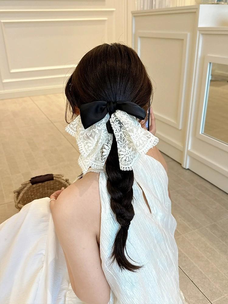Korean Polka Dot Bow Claw Hair Clip - High-End Cloud Bubble Design for Women