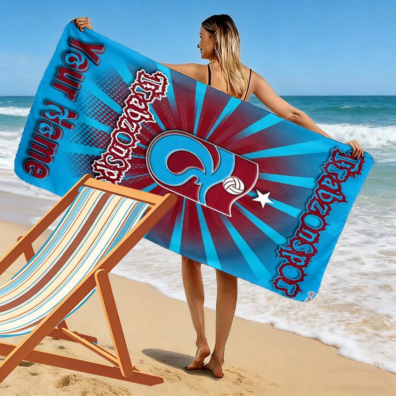 Name Custom Trabzonspor Print Beach Towel, Large Soft Quick Dry Towel for Beach Camping Swimming
