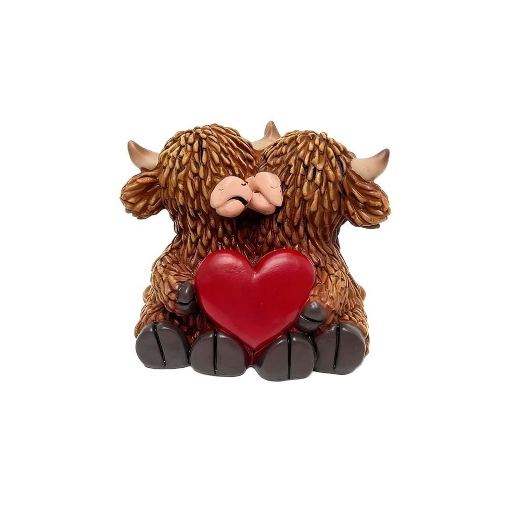 Cartoon Highland Cattle Ornament Resin Valentine's Day Ornament Highland Cow Figurine  Wedding