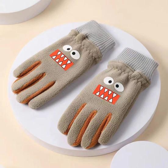 Kids Winter Gloves Windproof Cartoon Ski Gloves with Elastic Cuffs Cold Weather Warm Gloves for