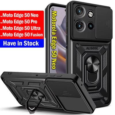 Чехол-слайдер для камеры для Motorola Edge 50 Neo 50 Pro Fusion Чехол Armor Магнитное кольцо-подставка Задняя крышка для Moto Edge 50 Ultra Capa