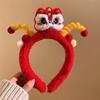 Embroidered Bow New Year Hair Hoop Lion Hanfu Hair Accessories Sweet Red Plush Headband  Kids