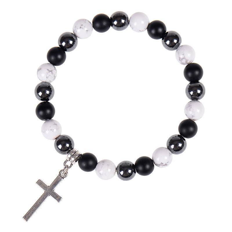 JYL TS Bracelet Cross Elastic Beaded Invokes Faith & Guardian Energy
