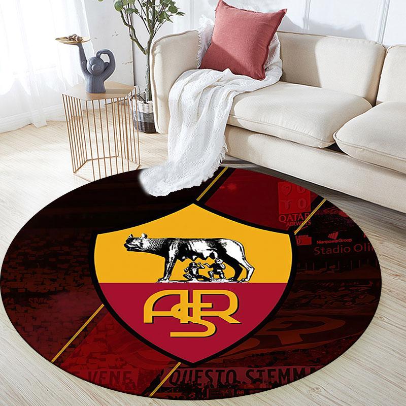 Associazione Sportiva Roma,Round Area Rug,Carpet Rug for Living Room Bedroom Sofa Playroom Decor,Non-slip Floor Mat