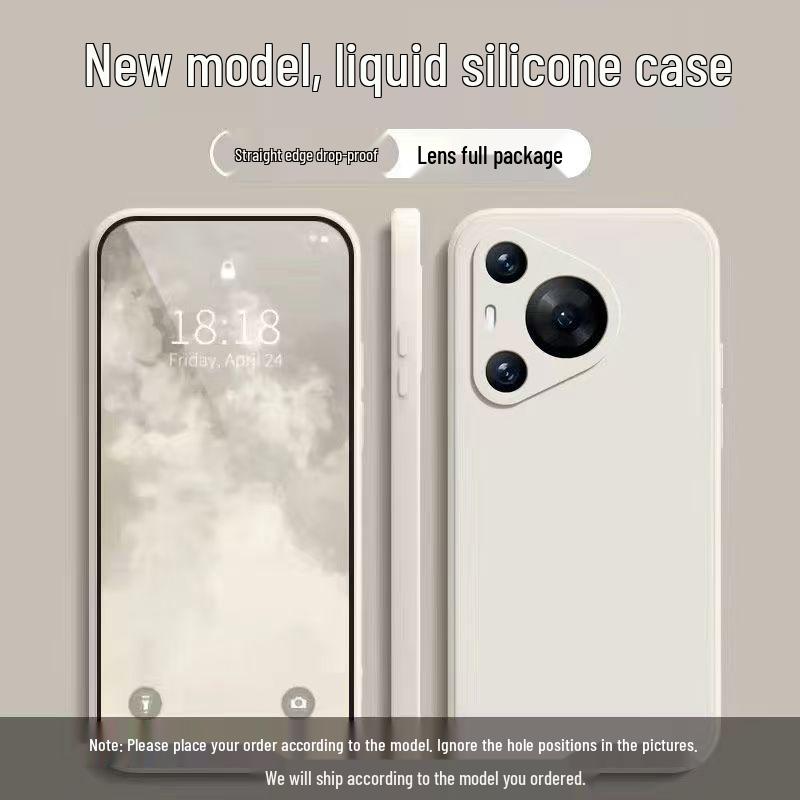 Чехол для Huawei P70 Pro - Однотонный кубик Рубика Жидкий Полное покрытие Защита от падения Прямая грань Мягкая оболочка