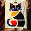 Геометрический абстрактный стиль, тематика кошек, фланелевое одеяло с принтом, подходит для всех сезонов, подходит для гостиной, офиса, дивана, путешествий