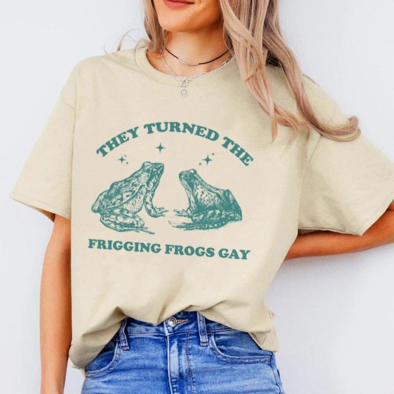 Trendy Retro Cute Frog Gay Graphic Tees Funny Meme LGBT TShirt Cool Gay Lesbian Pride Month T Shirt Unisex Summer Tops Gifts