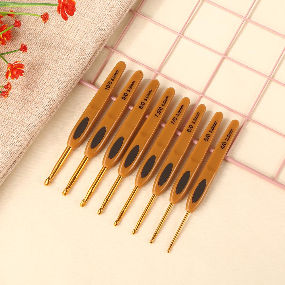8Pcs Crochet Hooks Set ABS Handle Aluminium Knitting Needles Set Multifunction Yarn Knitting Needles Ergonomic for Handcraft