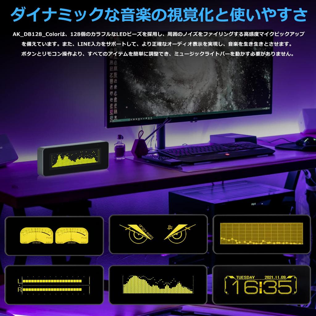 High Precision OLED Spectrum Analyzer Music Level Meter & Digital Clock 256x64 Dot Matrix VU Meter 3 Modes Spectrum Display