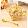 Сахарница с крышкой и ложкой Золотое стекло Банка для приправ Конфетница Набор для кухни Кофейный бар Свадебная вечеринка