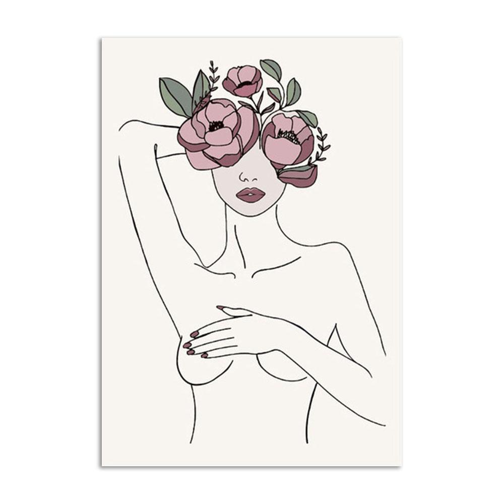 Абстрактные линии, сексуальная женщина, настенное искусство, цветы, плакаты с цитатами и принты, холст, картина для гостиной, украшение, домашний декор, изображение