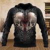 Мужская толстовка с капюшоном Дизайн с черепом Худи 3D-печать Ужасы Графические топы Осень Харадзюку Толстовка с длинным рукавом и карманом-кенгуру для мужчин Одежда
