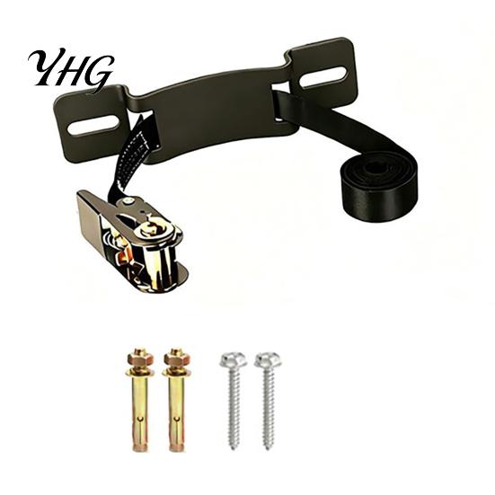 RV Propane Tank Mount Holder, Heavy Duty Steel Wall Mounted Gas Bottle Fixing Bracket, Cylinder Rack Adjustable Ratchet Strap And Screws Holder
