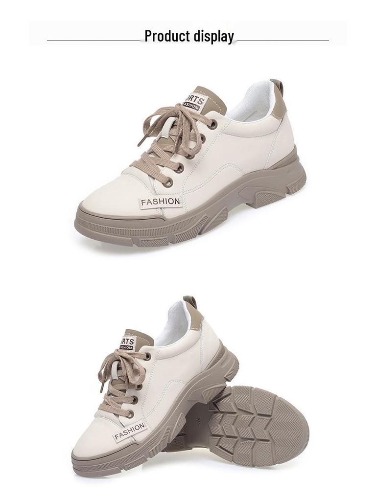 Женские белые кроссовки на шнуровке Весна 2024 - Универсальные, мягкие и с толстой подошвой, повседневные кроссовки