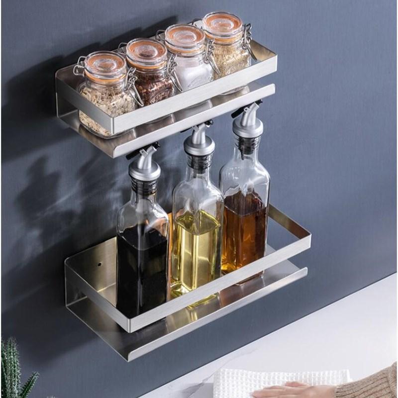 Kitchen Shelf 304 Stainless Steel Nickle Brush Kitchen Condiment Shelf Holder Shower Storage Rack Accessories
