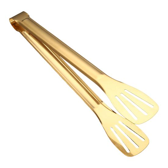 Stainless Steel Food Tongs Heat-Resistant Serving Tongs for BBQ Buffet Non-Slip Handle Food Clamp with Oil-Draining Holes