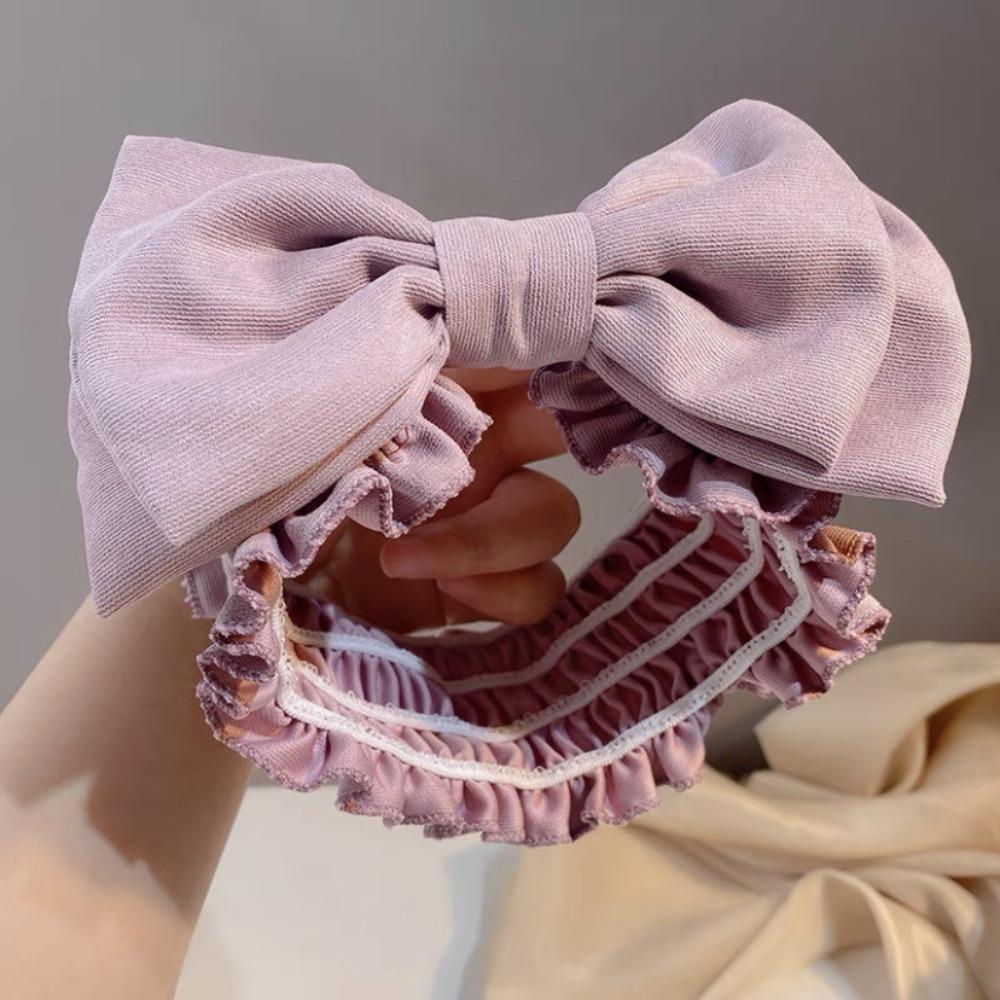 Makeup Washing Face Hairband Double-layered Face Washing Tools Durable Bow Headband Girls Gift