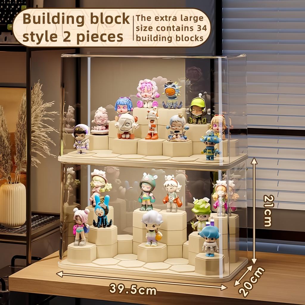 Стенд для blind box, Прозрачный акриловый дисплей, Пылезащитный бокс для кукол POP MART большой вместимости, Настольная игрушка, Утолщенный бокс для фигурок