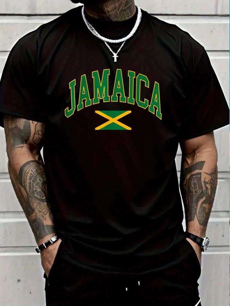 100 Cotton Jamaica Designs Jamaica Flag TShirt Unisexs Unisex Graphic Tee