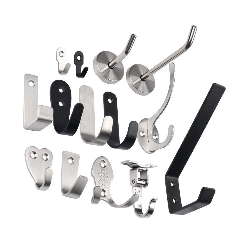 Black Stainless Steel Wall-Mounted Clothes Hook for Bathroom, Kitchen, or Door