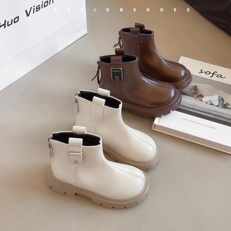 Детские ботинки Martin, новая коллекция осень/зима, детские короткие ботинки, черные ботинки на мягкой подошве для девочек, ботинки для девочек в британском стиле