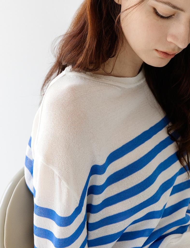 THEELO Seethrough Stripe Knit (Blue)