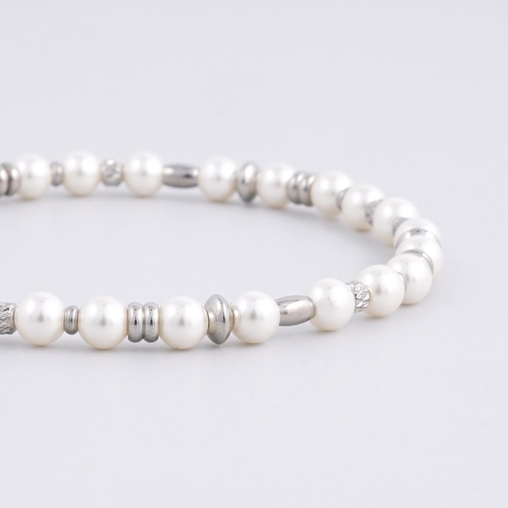 Браслет Jbans Classic Серебряный Металлический с Открытой Жемчужиной 5 мм (C2401Ac1073_Iv)