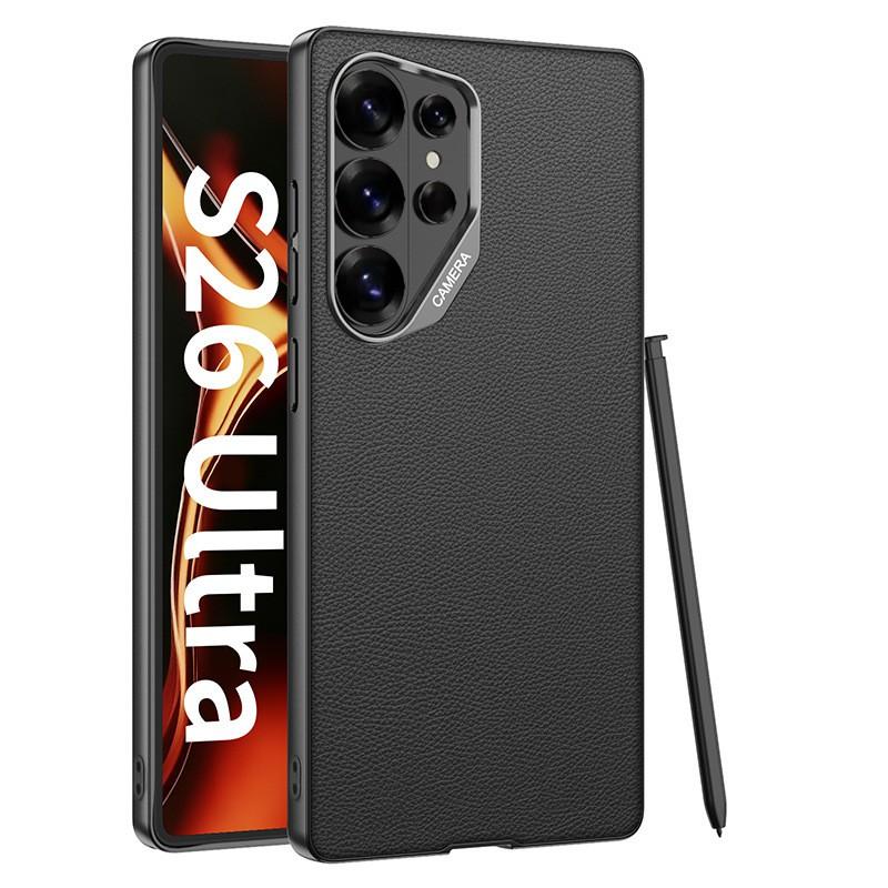 Премиальный чехол для телефона с текстурой кожи Galaxy S26 Ultra S25 Отделка из углеродного волокна Противоскользящая ударопрочная крышка