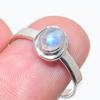 Подарочное кольцо из стерлингового серебра 925 пробы с натуральным радужным лунным камнем S.8 E3G01