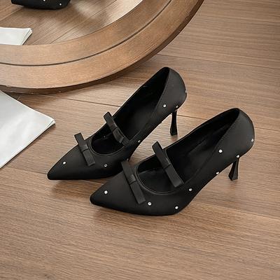 Туфли-лодочки с острым носком, на высоком каблуке, женские, новые, весна-лето, шпилька, стразы, Мэри Джейн, темпераментные, в горошек, одинарные