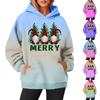 Women's Sweatshirts Round Neck Long Sleeve Christmas Printed Top Solid Color Hoodie