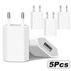 5/1Pcs Universal 5V 1A EU Plug USB Wall Phone Charger For iPhone iPad Samsung Xiaomi Redmi Google  Charger Power Adapter