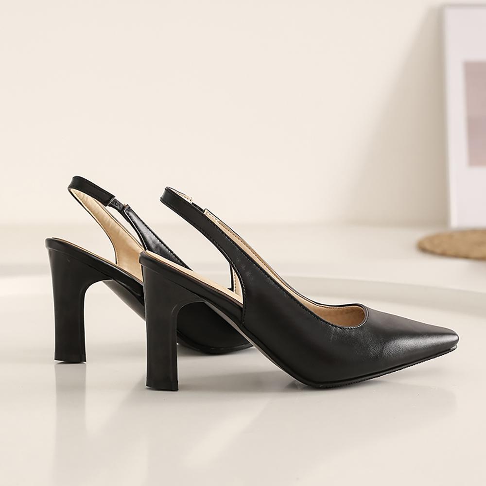 Бежево-желтые женские босоножки с ремешком через пятку Slingback с острым носом на высоком каблуке Маленький большой размер 32 46