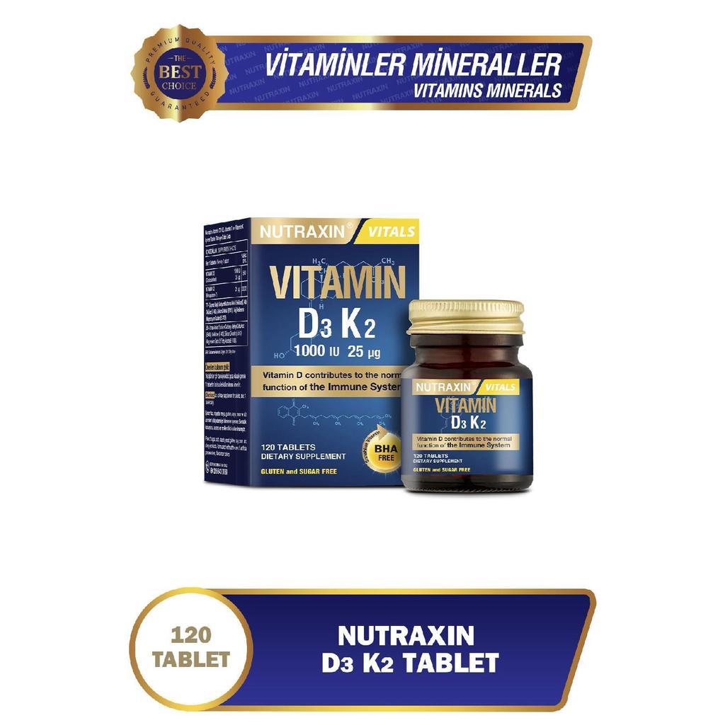 D3k2 120 Tablets - 1000 Iu Vitamin D3, 25 Mcg Vitamin K2