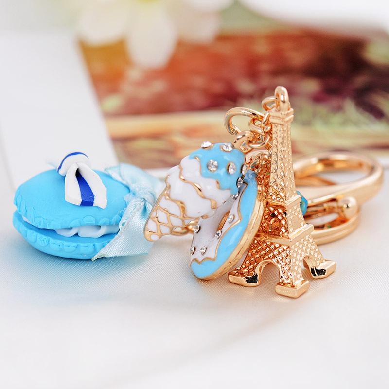 Macaron Cartoon Cookie Keyring 2024 New Korean Cute Resin Food Charms for Lady DIY Jewelry Making Accessories Handmade Keychains