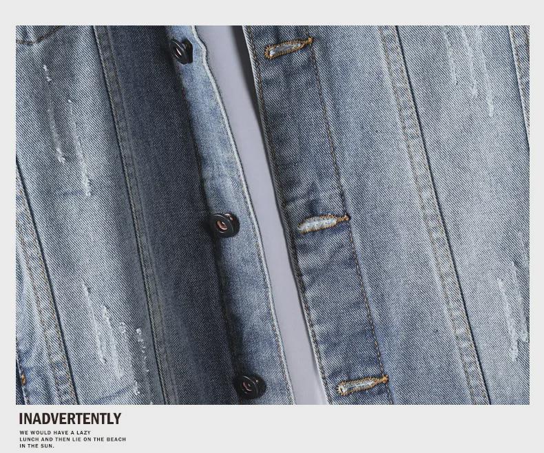 Мужская модная джинсовая куртка свободного кроя - коллекция весна/осень 2023 г., большой размер, высокое качество