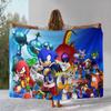 Ретро Мультяшное Игровое Фланелевое Одеяло S-Sonic, Ультра Мягкое Теплое Плюшевое Покрывало для Дома, Спальни, Кровати, Дивана, Походного Пикника, Подарок