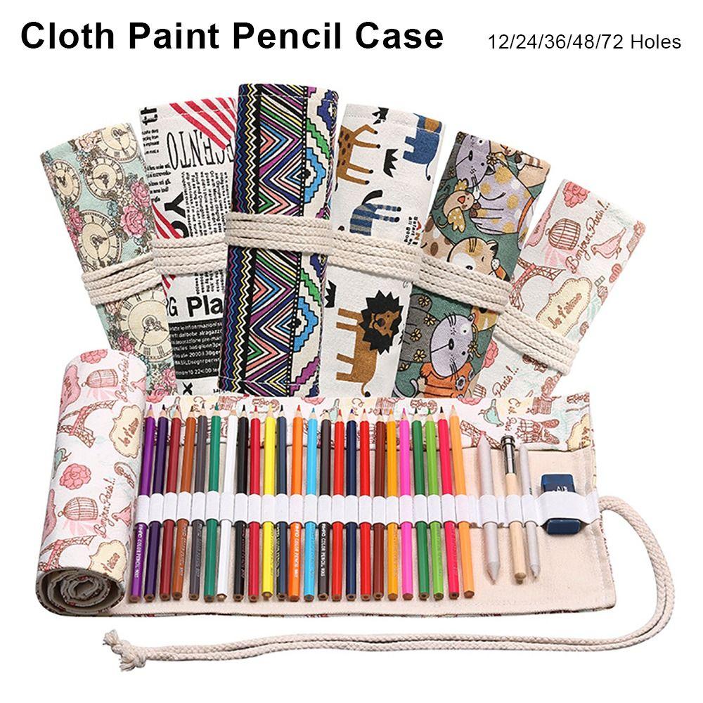 1Pcs Sketch Cloth Pencil Case 12/24/36/48/72 Holes Paint Brush Bag Pencil Roll Painting Stationery