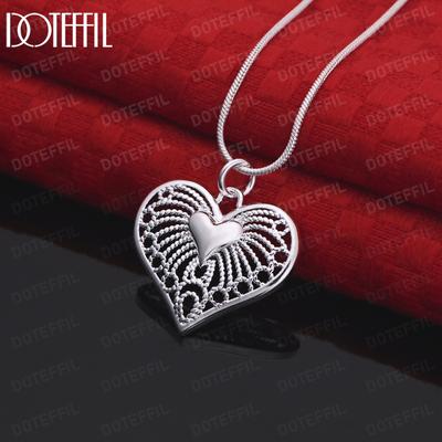 Ожерелье с подвеской в форме сердца из стерлингового серебра 925 пробы. Модные свадебные украшения.