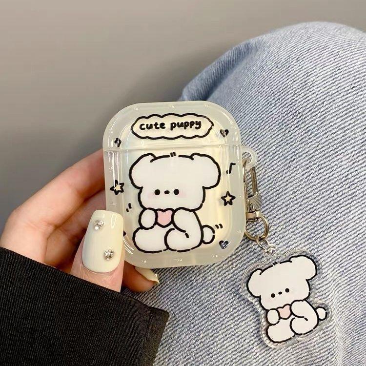 Applicable to 1st generation AirPods 1 Apple ins cartoon puppy doll earphone case translucent design