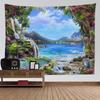 Natural Landscape Tapestry Mountain Waterfall Bird Day Flower Wall Hanging Home Wall Decoration Background Wall Tapestry
