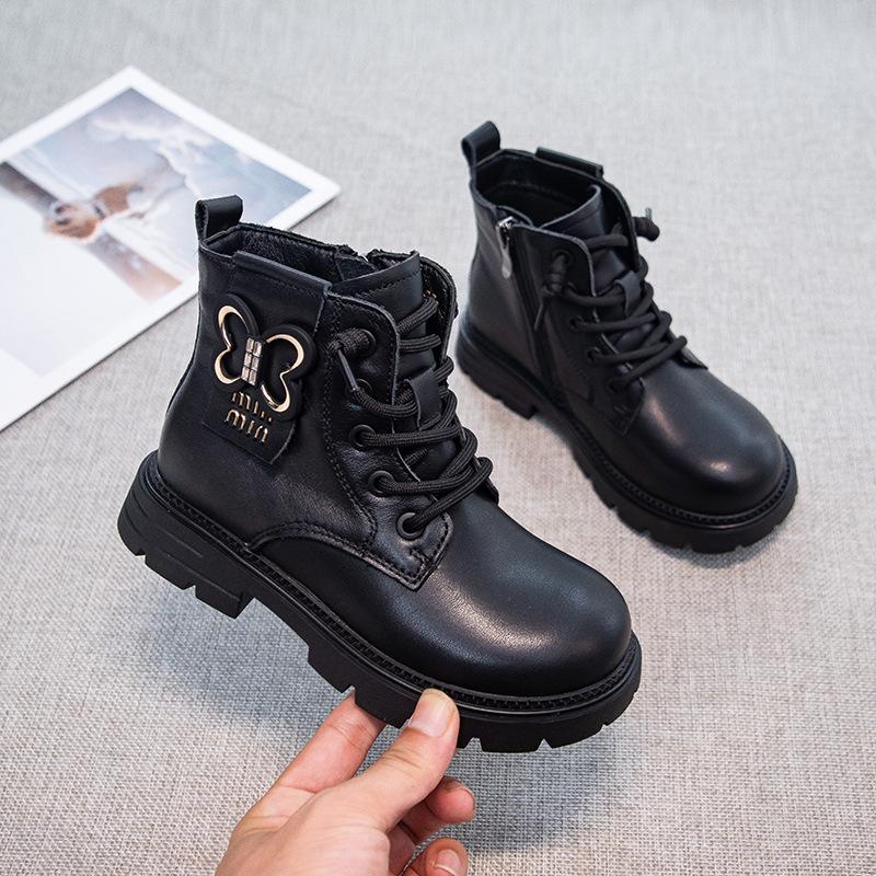Осень/Зима 2025 Девичьи кожаные ботинки в британском стиле, нескользящие, типа Dr. Martens, для детей - Дизайн "Принцесса"