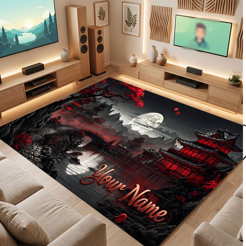 Space Cosmic Theme Crystal Velvet Floor Rug Personalized Custom Name Text Warm Carpet Home Decoration